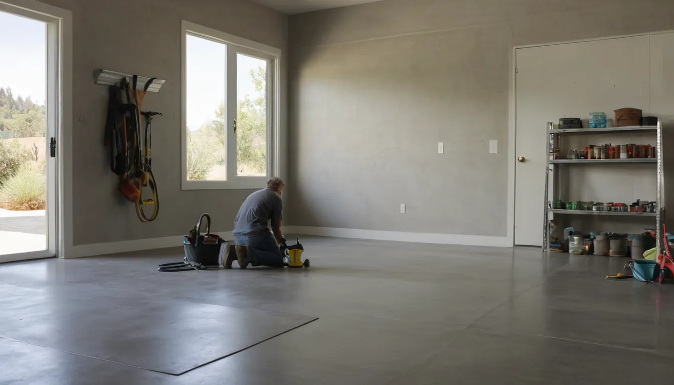 Provider and homeowner reviewing a freshly coated concrete floor in a bright Vallejo home